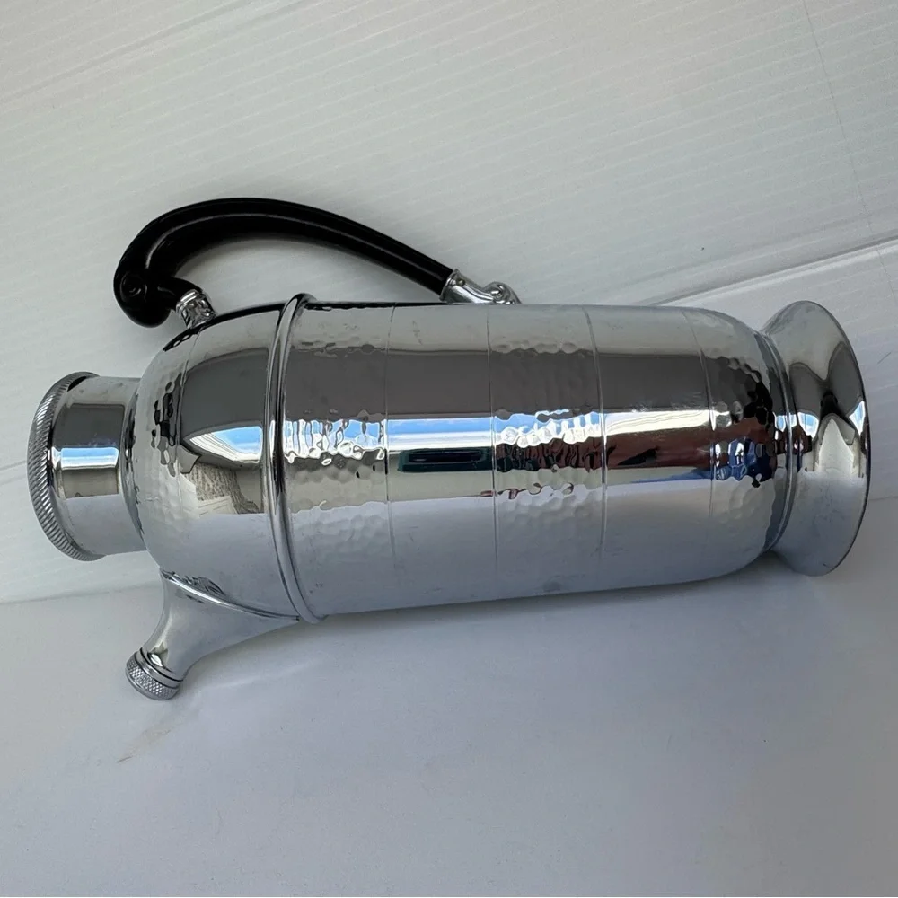 Vintage Krome kraft farber brother antique Silver Cocktail Shaker Black Handle